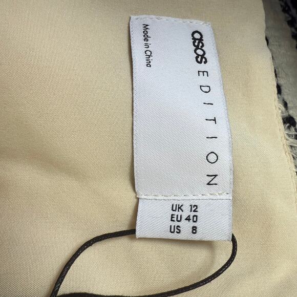 NWT ASOS Edition Cream Textured Bandeau Drape Maxi Dress Size 8 Formal Gown - Picture 8 of 11